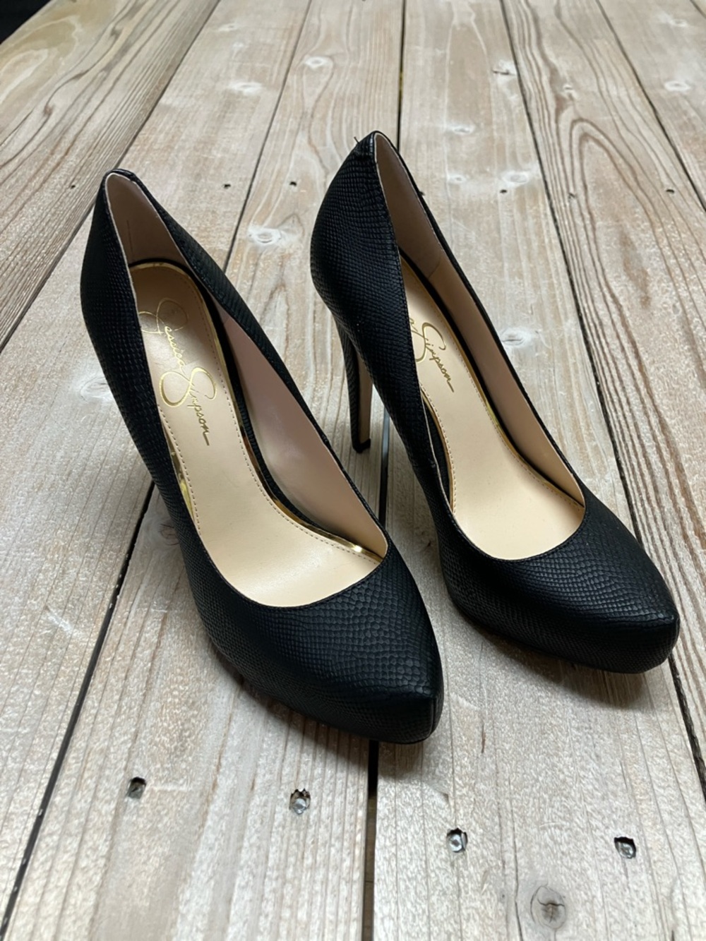 Jessica Simpson Black Textured Platform Stiletto Pump - Picture 2 of 7